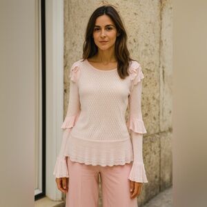 SCRIPTED Ruffle Top in baby Pink size Medium
